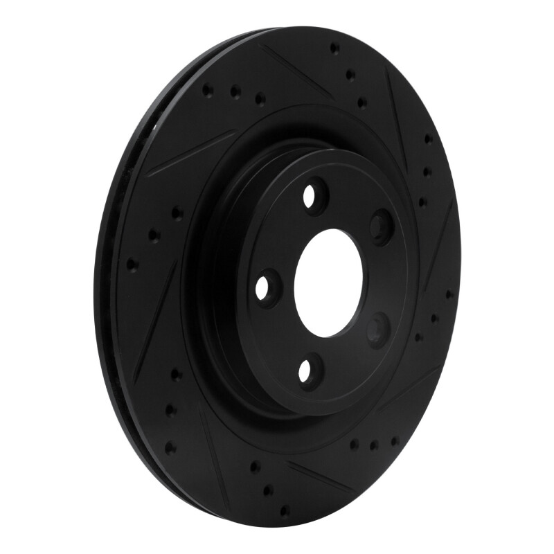 Jaguar S-Type Brake Rotor (1) - Rear Right - R1 Concepts - Drilled & Slotted - Black - `06-`08